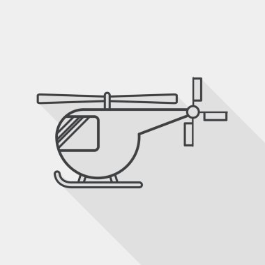 Transportation helicopter flat icon with long shadow, line icon