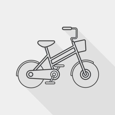 Transportation bicycle flat icon with long shadow, line icon