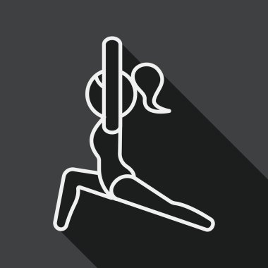 Sportif kız düz simgesi ile uzun gölge, satırı simgesi