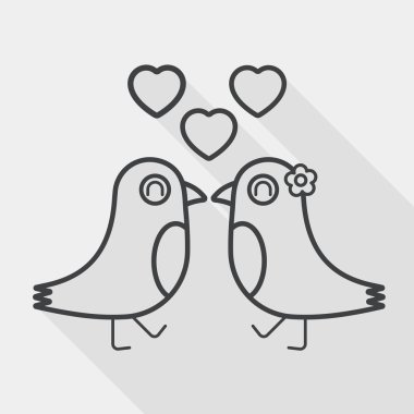 Valentine's Day lover bird flat icon with long shadow, line icon