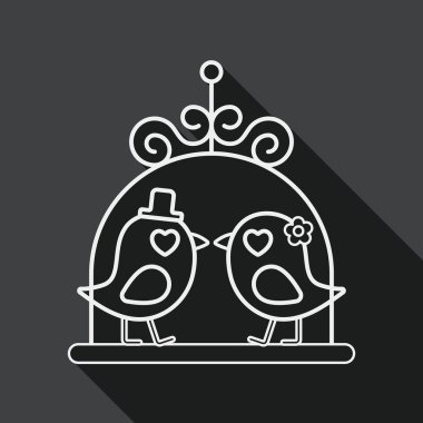 wedding bird flat icon with long shadow, line icon