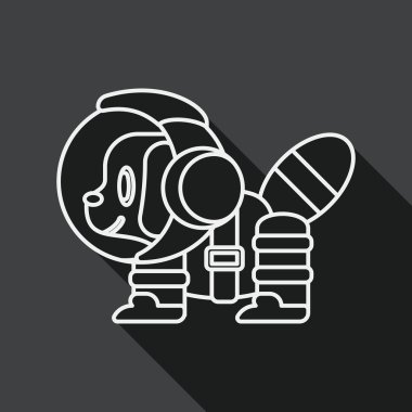 Space Dog flat icon with long shadow, eps10, line icon