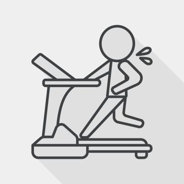 treadmill flat icon with long shadow, line icon