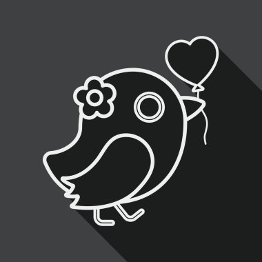 wedding bird flat icon with long shadow, line icon