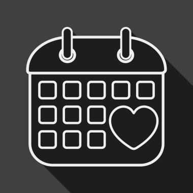 wedding day calendar flat icon with long shadow, line icon