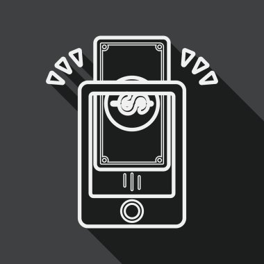 Online alışveriş düz simgesi ile uzun gölge, satırı simgesi