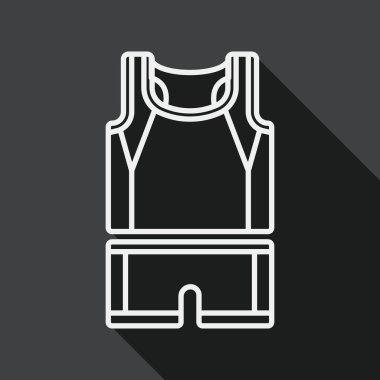 Basketbol giyim düz simgesi ile uzun gölge, satırı simgesi