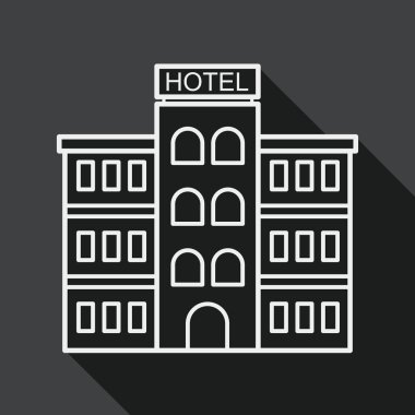 Hotel flat icon with long shadow, line icon