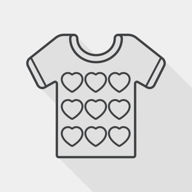 Valentine's Day clothes flat icon with long shadow, line icon