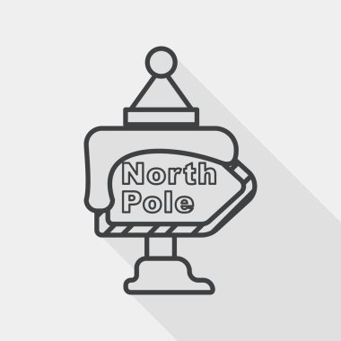 Sign flat icon with long shadow, line icon