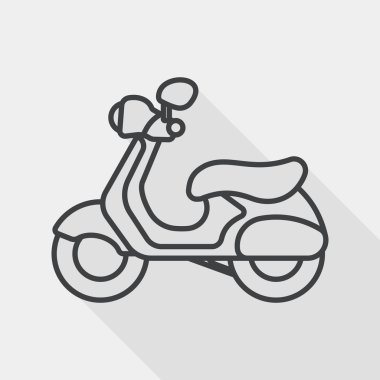 Transportation scooter flat icon with long shadow, line icon