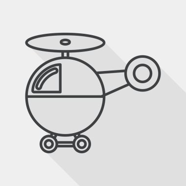 helicopter flat icon with long shadow, line icon