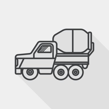 Transportation truck flat icon with long shadow, line icon
