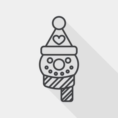 snowman flat icon with long shadow, line icon