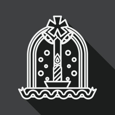 Christmas candle flat icon with long shadow, line icon