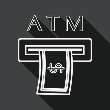 ATM düz simgesi ile uzun gölge, satırı simgesi