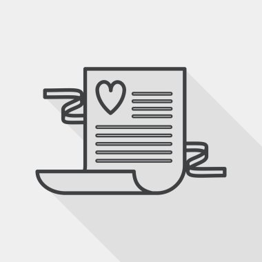 wedding invitation flat icon with long shadow, line icon