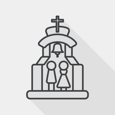 wedding ceremony in chruch flat icon with long shadow, line icon