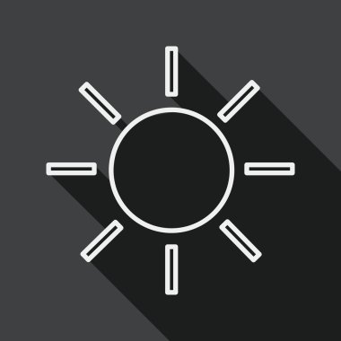 sun flat icon with long shadow, line icon