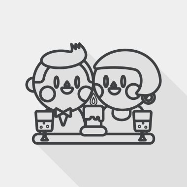 Sevgililer günü Çift düz simgesi ile uzun gölge, satırı simgesi