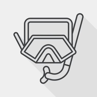 Mask and snorkel flat icon with long shadow, line icon