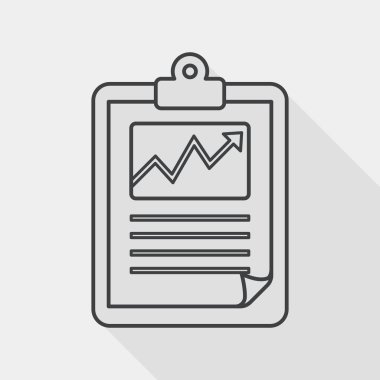 iş grafik düz simgesi ile uzun gölge, satırı simgesi