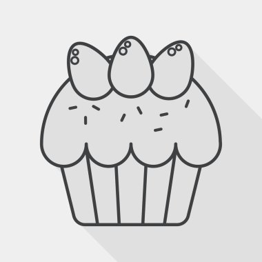easter cupcake flat icon with long shadow, line icon