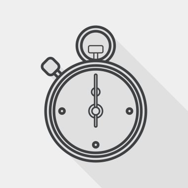 Kronometre düz simgesi ile uzun gölge, satırı simgesi