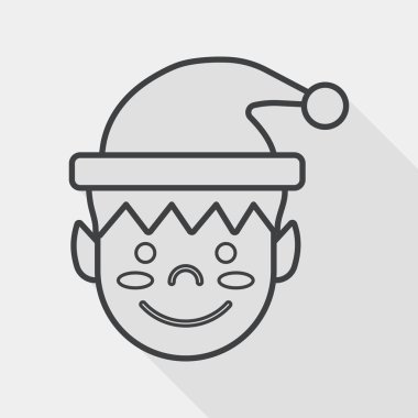 Christmas boy flat icon with long shadow, line icon
