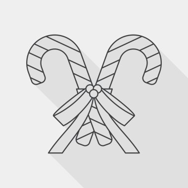 Christmas candy cane flat icon with long shadow, line icon