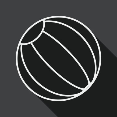Beach ball flat icon with long shadow, line icon