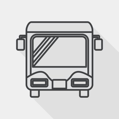 Transportation bus flat icon with long shadow, line icon