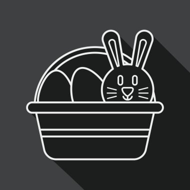 Paskalya tavşanı düz simgesi ile uzun gölge, satırı simgesi