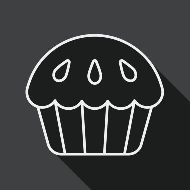 cupcake flat icon with long shadow, line icon