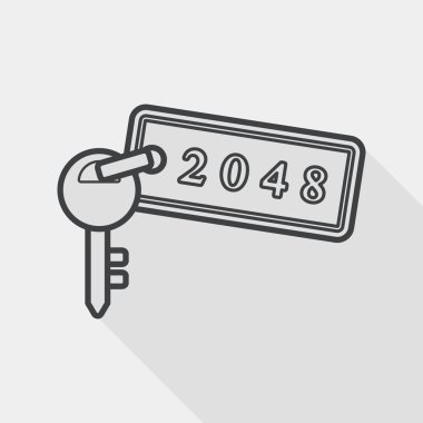 hotel key flat icon with long shadow, line icon