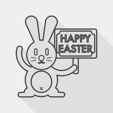 Paskalya tavşanı düz simgesi ile uzun gölge, satırı simgesi