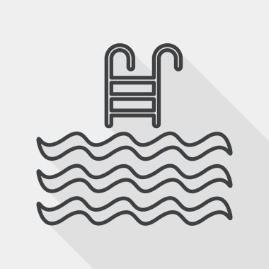 Pool flat icon with long shadow, line icon
