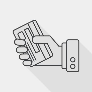 credit card flat icon with long shadow, line icon