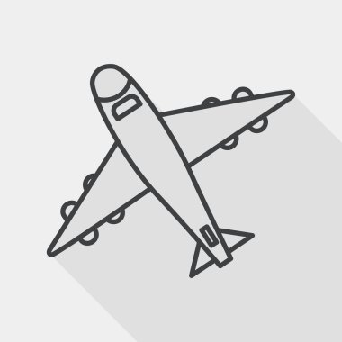 airplane flat icon with long shadow, line icon