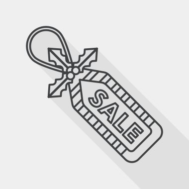 Christmas sale tag flat icon with long shadow, eps10, line icon