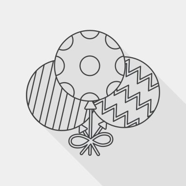 balloons flat icon with long shadow, line icon