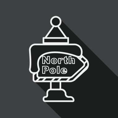 Sign flat icon with long shadow, line icon