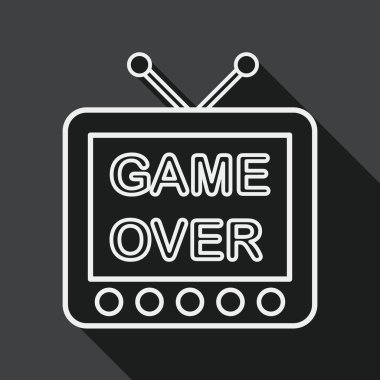 TV oyun düz simgesi ile uzun gölge, satırı simgesi