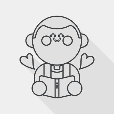 Wedding priest flat icon with long shadow, presiding over , line icon