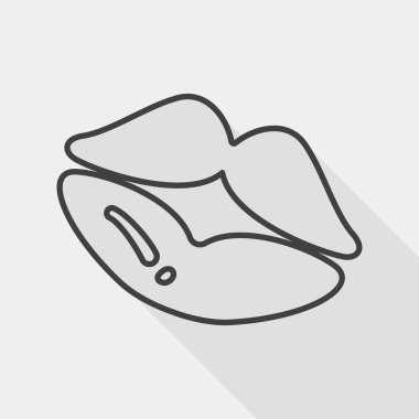 Valentine's Day lip flat icon with long shadow, line icon