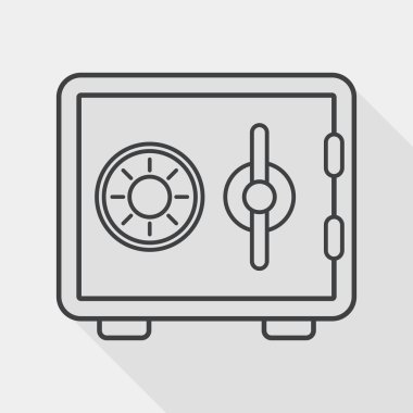 Safety Deposit Box flat icon with long shadow, line icon