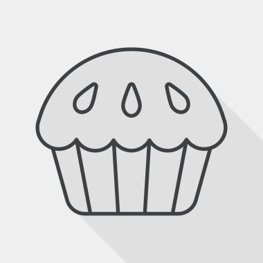 cupcake flat icon with long shadow, line icon