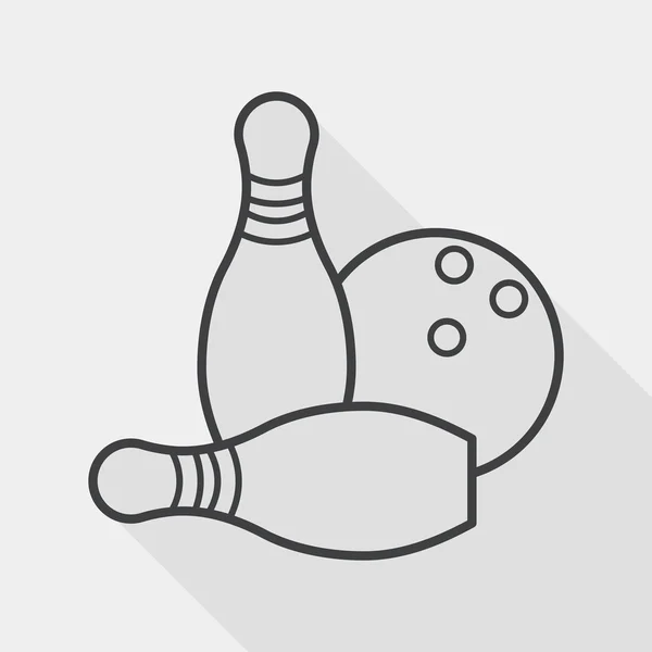 Bowling game flat icon with long shadow, line icon — Stockový vektor