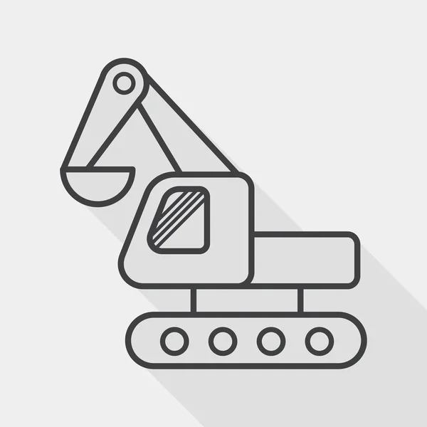 Excavator digger flat icon with long shadow,eps 10, line icon — 图库矢量图片