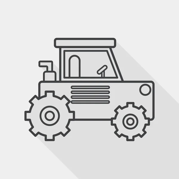 Transporte excavadora icono plano con sombra larga, icono de línea — Vector de stock